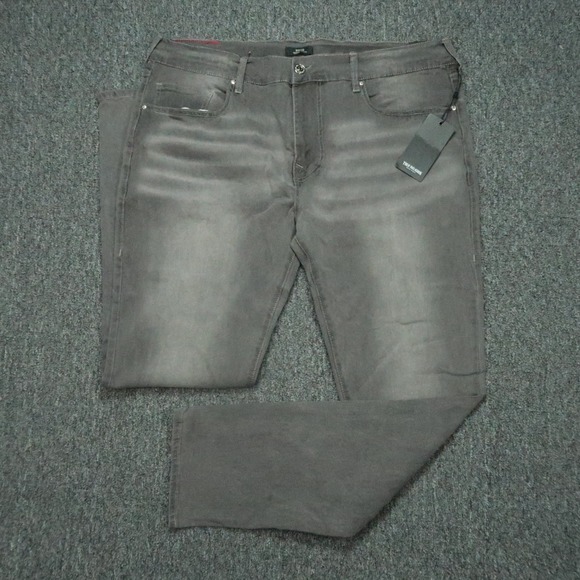 True Religion Jeans Mens 40x32 Gray Charcoal Rocco Relaxed Skinny No Flap NWT